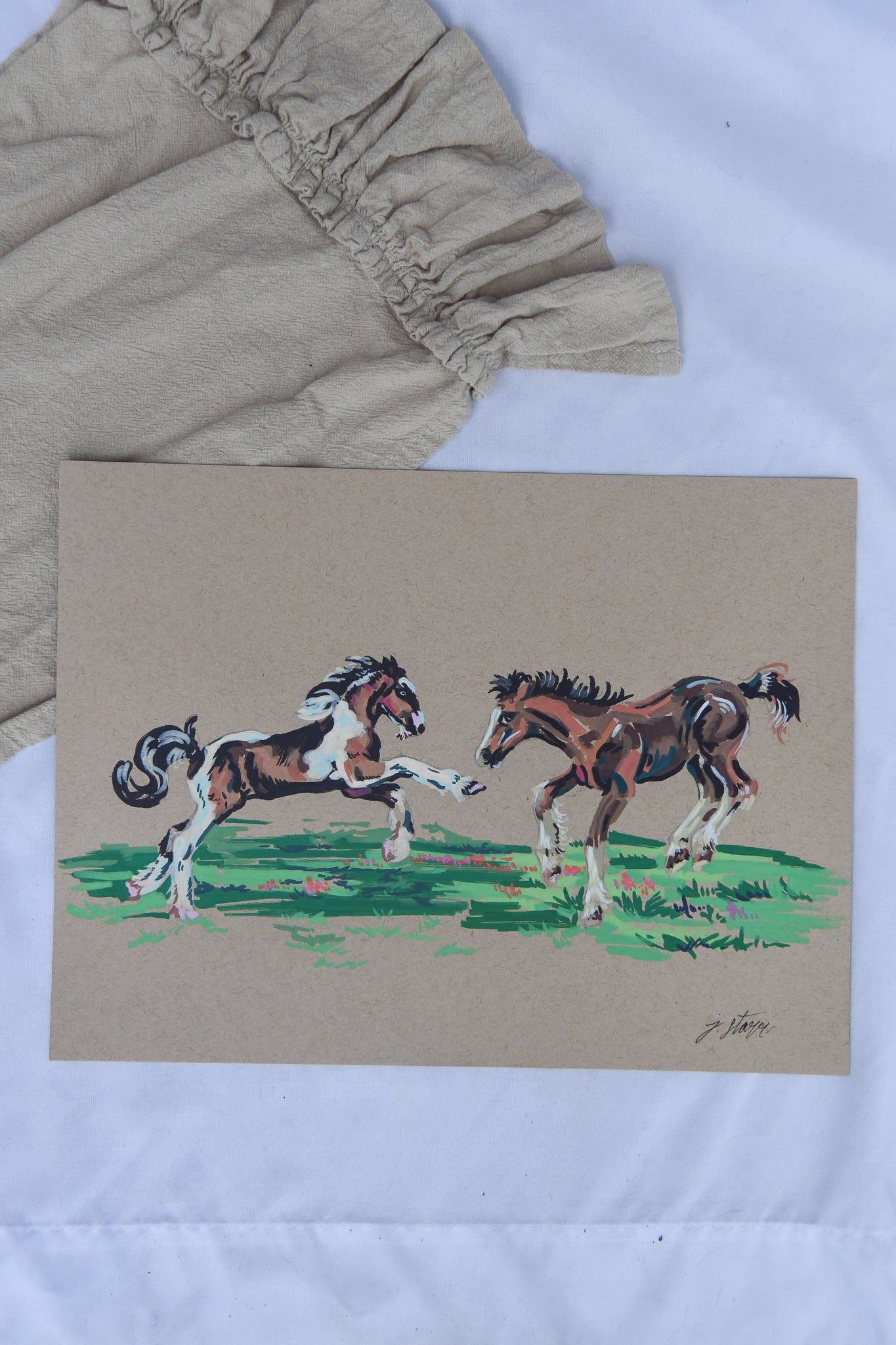 "Fillies and Foals" Original Acrylic Sketch
