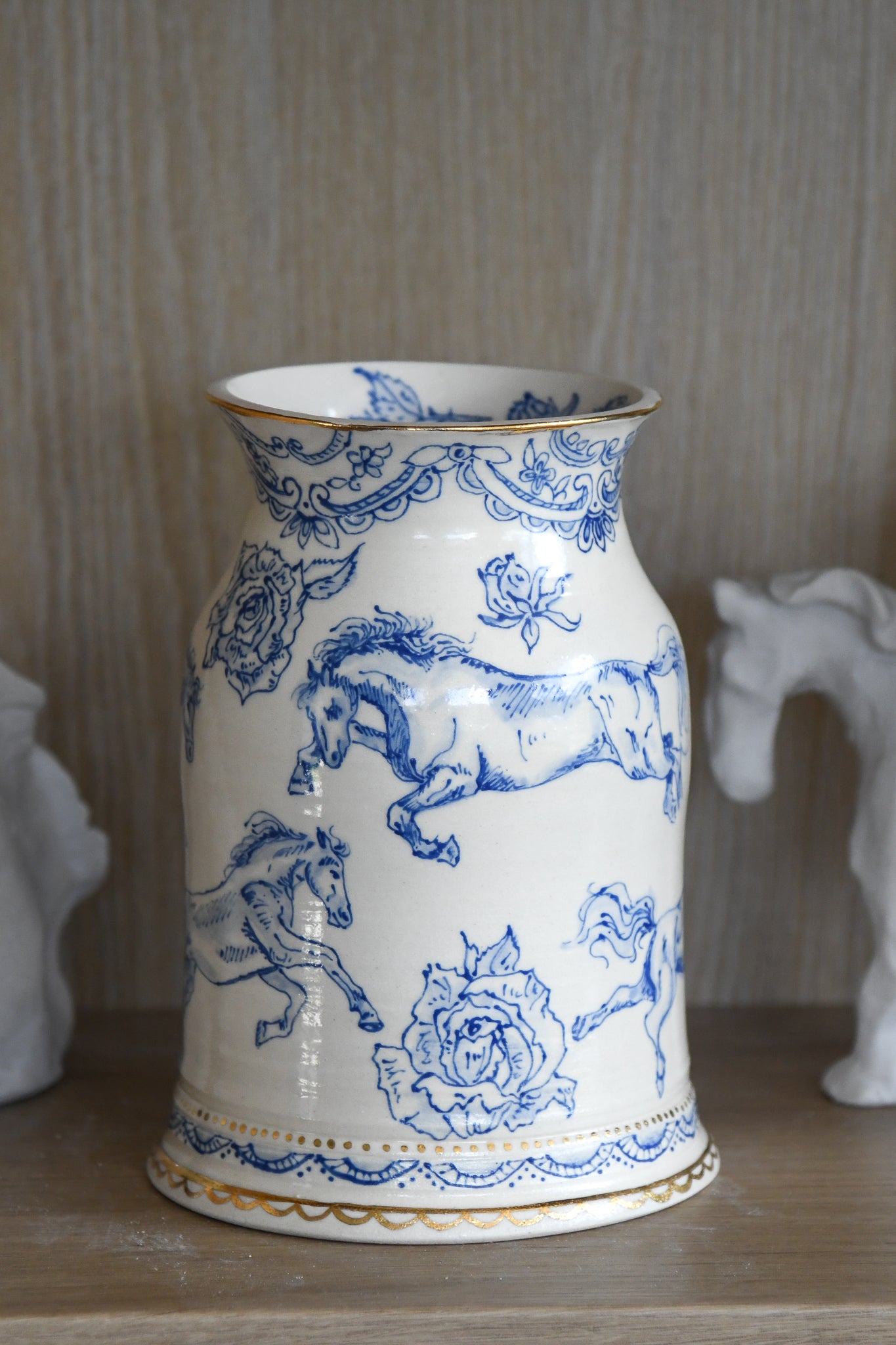 Gold Horse & Rose Vase