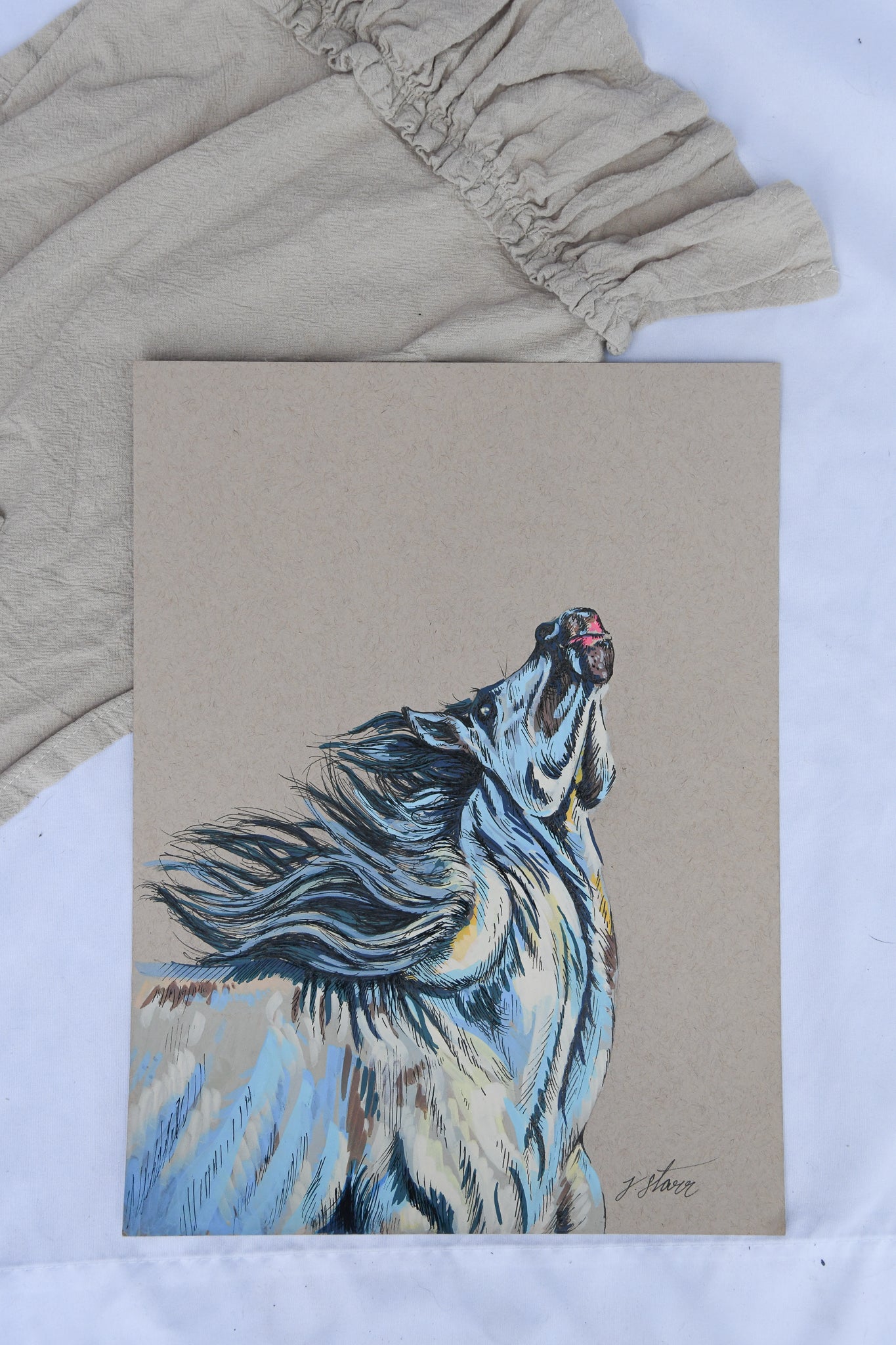"Horse in the Wind" Original Acrylic Sketch
