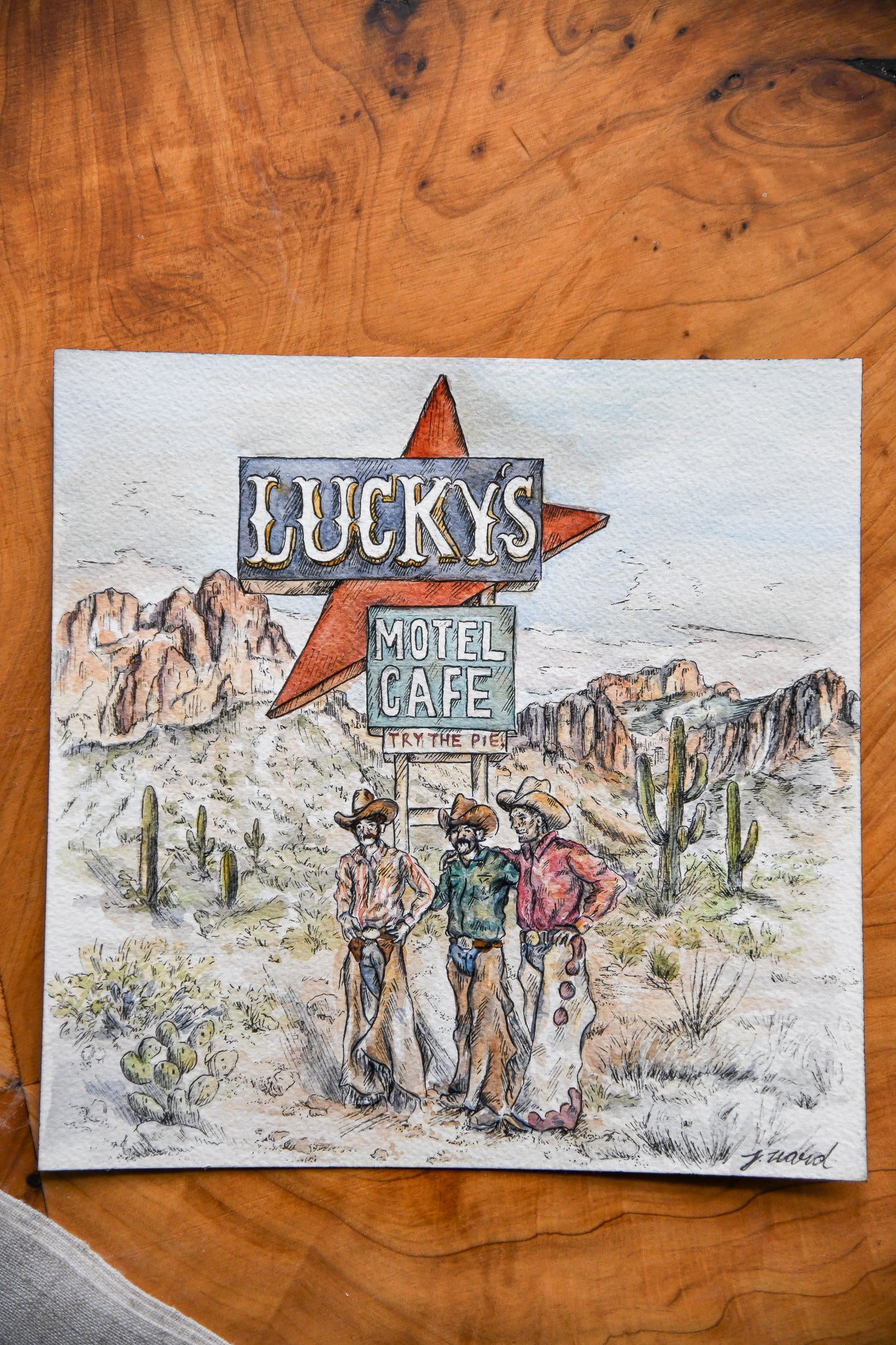 Lucky's Cowboy Mixed Media Original